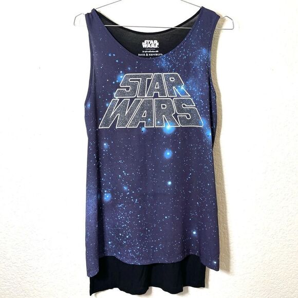 Rock and Republic Star Wars Glitter Tank Top Blue - Picture 2 of 12